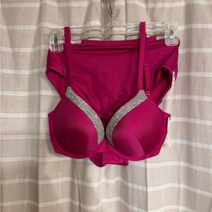 Victoria's Secret Fuchsia Bikini Set with Silver Accents